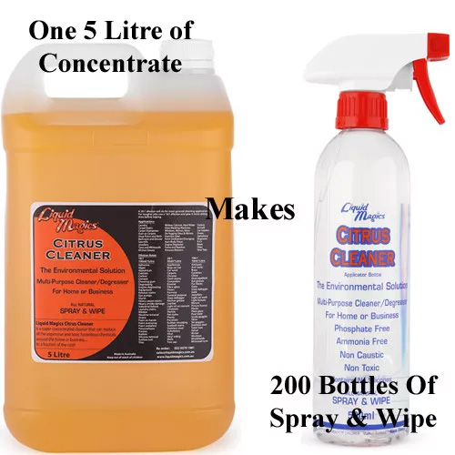 Liquid Magics Citrus Cleaner Concentrate - 5 Litres makes 200 bottles